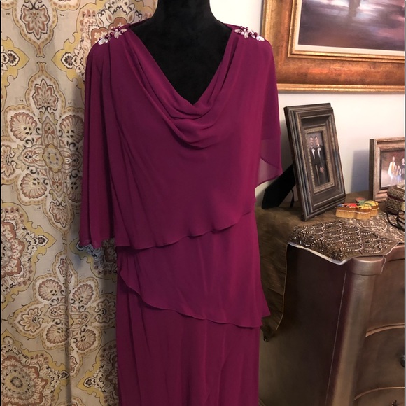 Burgundy Layered Cocktail Dress - Picture 1 of 3